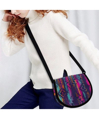 Women Small Tote Bag Van Gogh Starry Night Modern Abstract Aesthetic Colorful Casual Satchel Pack Semi Circle Bag Purple Azte...