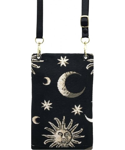 Women's Tapestry Crossbody Cell Phone or Passport Purse, Handmade in USA Celestial $14.75 Crossbody Bags