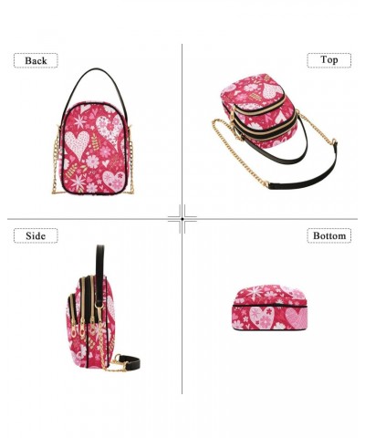 Hearts Flowers Valentines Day Crossbody Bag for Women Cell Phone Purse Wallet with Removable Chain Shoulder Handbag for Trave...