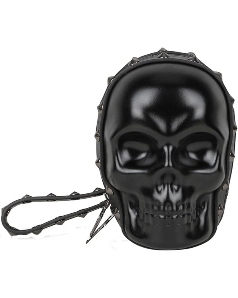 3D ​Skull Purses Clutch Bag for Women PU Leather Wristlet Bag Gothic Rivets Belt Bags Handbag Holiday Party Gift Men Black $1...