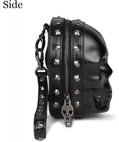 3D ​Skull Purses Clutch Bag for Women PU Leather Wristlet Bag Gothic Rivets Belt Bags Handbag Holiday Party Gift Men Black $1...