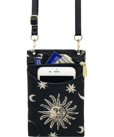 Women's Tapestry Crossbody Cell Phone or Passport Purse, Handmade in USA Celestial $14.75 Crossbody Bags