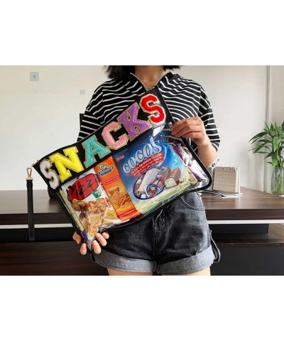 Monogram Clear Stadium Purse Bag Chenille Letter Travel Patch Pouch Snack Makeup Wristlet Snacks-black $10.19 Totes