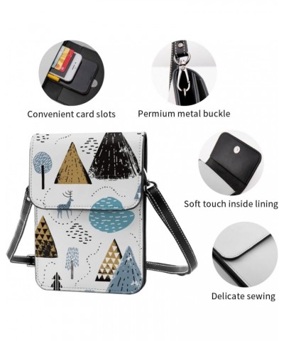 Abstract Forest elk Nature White Crossbody Cell Phone Purse for Womens Lightweight Small Soft Leather Fashion Travel Wallet w...