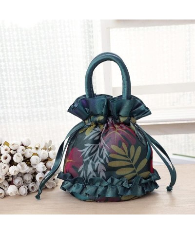 Elegant Ladies Purses and Handbags Big Flowers Small Bucket Bag Drawstring Women Phone Bag Multi Colors Top Handle Totes (Col...