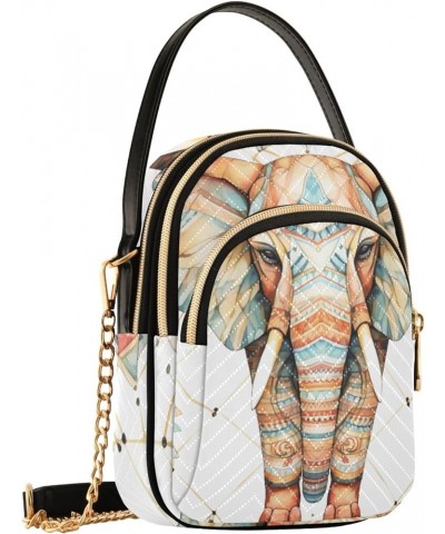 Elephant Colorful Geometric Women's Crossbody Bag, Small Purses for Women Crossbody, Crossbody Travel Purses for Women Elepha...