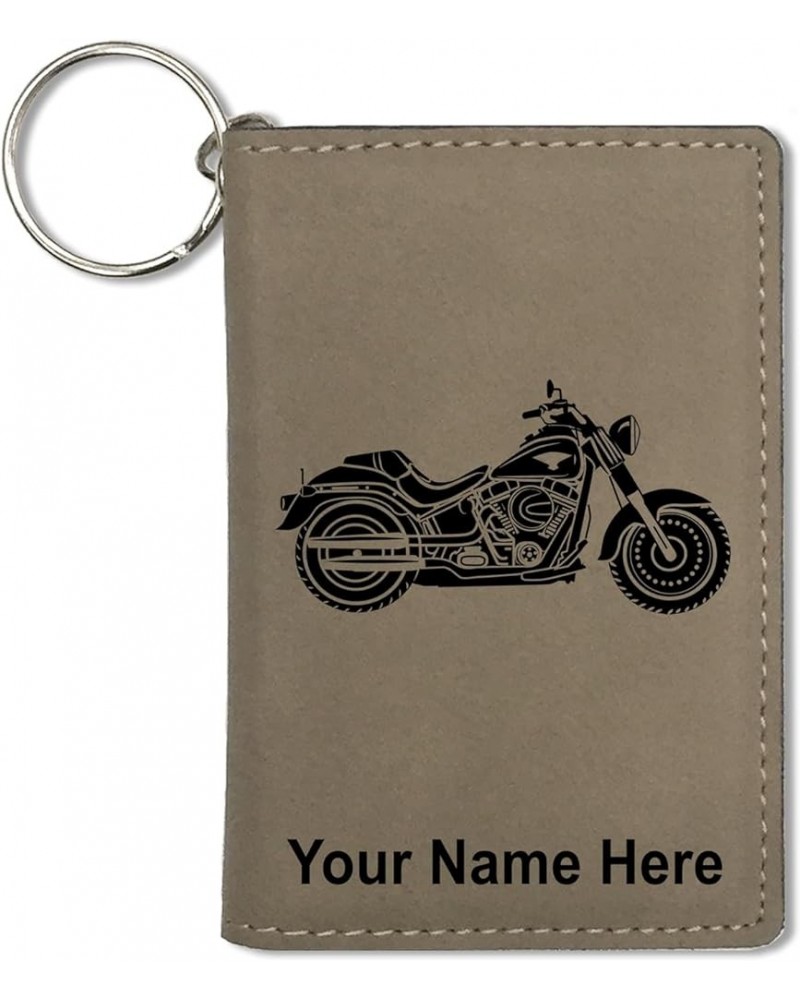 ID Holder Wallet, Motorcycle, Personalized Engraving Included (Black with Silver) Light Brown $13.44 Wallets