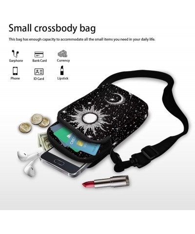 Womens Crossbody Bag Cell Phone Purse Wallet Small Shoulder Handbag Travel Sports Gym Bag Moon Sun $9.48 Crossbody Bags