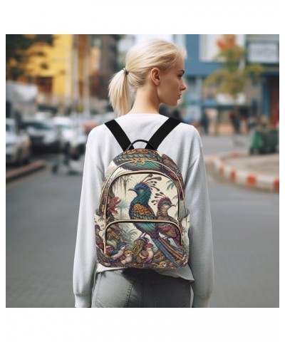 Quilted Backpack Purse Watercolor Galaxy Planet Mini Backpack Purse Travel Backpack Forest Birds Family Medium $17.49 Backpacks