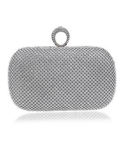 Rhinestone Evening Clutch Silver $21.19 Evening Bags