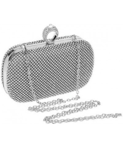 Rhinestone Evening Clutch Silver $21.19 Evening Bags