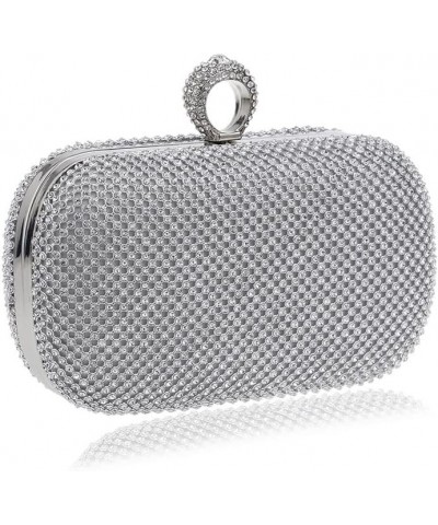 Rhinestone Evening Clutch Silver $21.19 Evening Bags