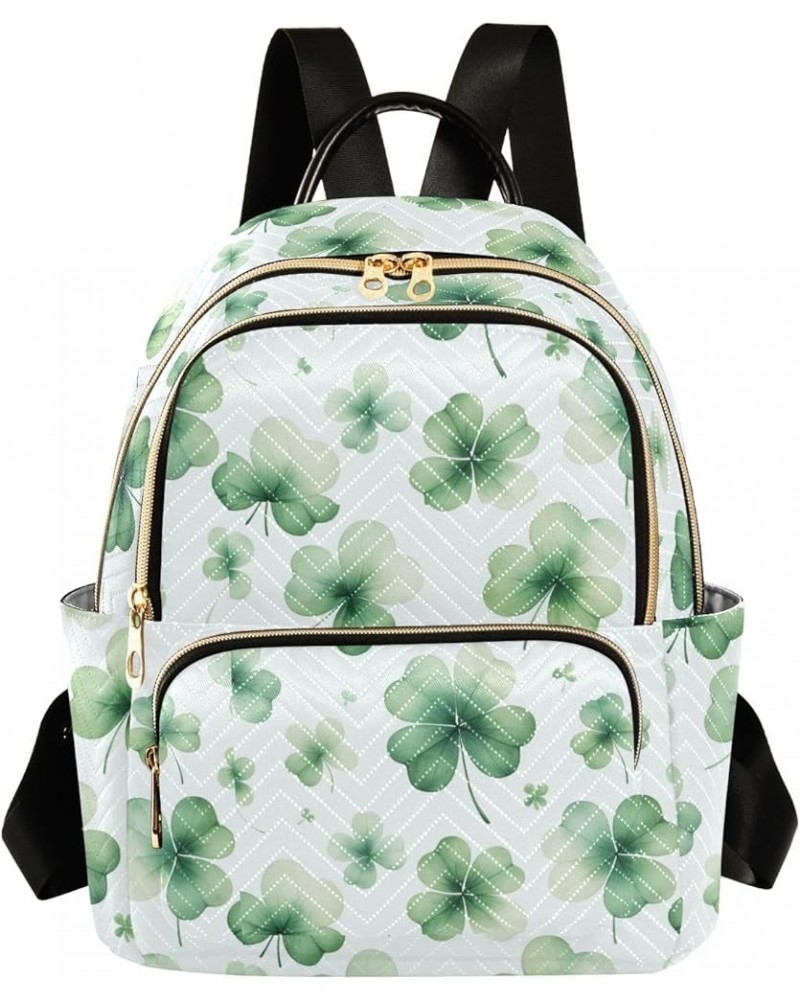 Green Clover Print Fashion Backpack Purse for Women, Casual Daypacks, Ladies Gift for Traveling Hiking Multicolor Small $18.1...