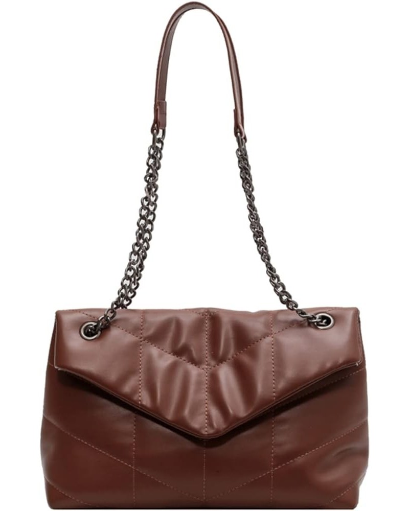 Womens Bag Fashion Leather Shoulder Bag Classic Women Bag Chain Shoulder Totes Handbag Winter Fashion Bags (Color : Brown, Si...