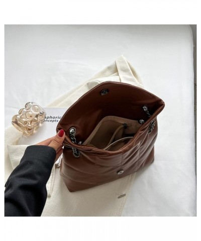 Womens Bag Fashion Leather Shoulder Bag Classic Women Bag Chain Shoulder Totes Handbag Winter Fashion Bags (Color : Brown, Si...