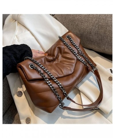 Womens Bag Fashion Leather Shoulder Bag Classic Women Bag Chain Shoulder Totes Handbag Winter Fashion Bags (Color : Brown, Si...