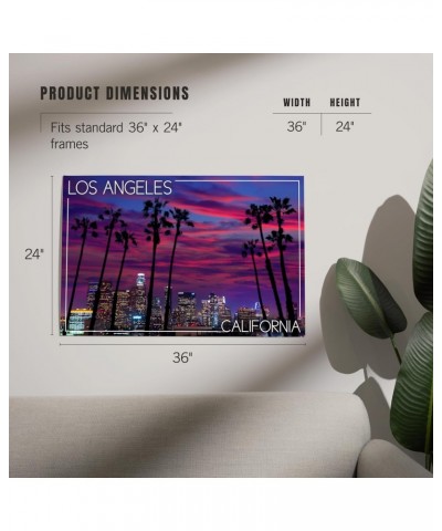 24x36 Inch Giclee Print, Los Angeles, California, Skyline After Sunset $21.00 Totes