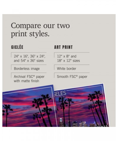 24x36 Inch Giclee Print, Los Angeles, California, Skyline After Sunset $21.00 Totes