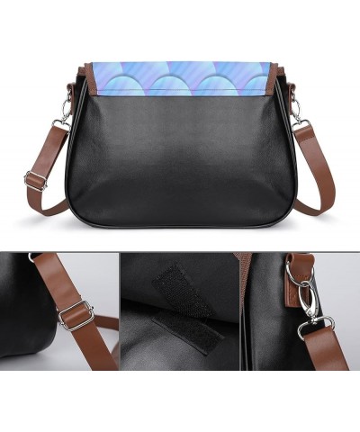 Printed Crossbody Bag Shoulder Bag PU Leather Women's Designer Satchels Blue Dinosaur Ferocious Color5 $19.80 Satchels