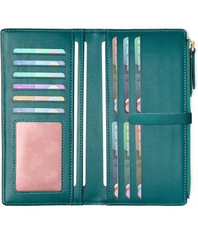 Ultra Slim Wallet Credit Card Holder Thin Bifold Clutch Wallets with Zipper Pocket for Women Dark Green $12.74 Wallets