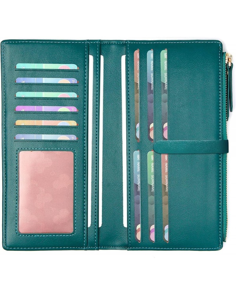 Ultra Slim Wallet Credit Card Holder Thin Bifold Clutch Wallets with Zipper Pocket for Women Dark Green $12.74 Wallets