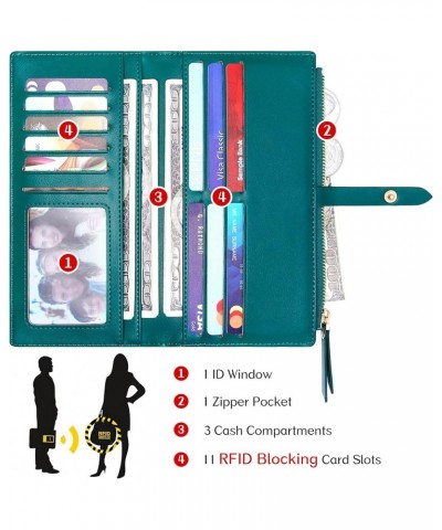 Ultra Slim Wallet Credit Card Holder Thin Bifold Clutch Wallets with Zipper Pocket for Women Dark Green $12.74 Wallets