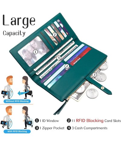 Ultra Slim Wallet Credit Card Holder Thin Bifold Clutch Wallets with Zipper Pocket for Women Dark Green $12.74 Wallets