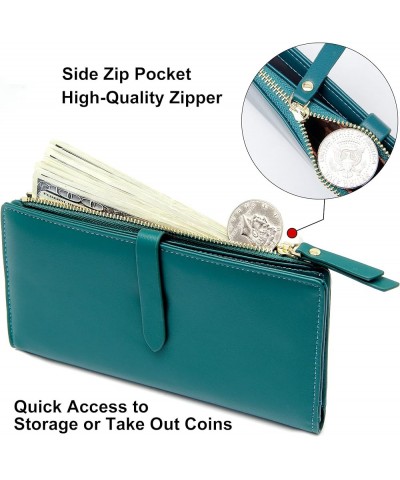 Ultra Slim Wallet Credit Card Holder Thin Bifold Clutch Wallets with Zipper Pocket for Women Dark Green $12.74 Wallets