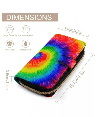 Cool Tie Dye Womens Leather Wallets Slim Card Holder Purse RFID Blocking Bifold Clutch Handbag Zippered Pocket $20.58 Wallets