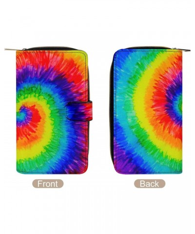 Cool Tie Dye Womens Leather Wallets Slim Card Holder Purse RFID Blocking Bifold Clutch Handbag Zippered Pocket $20.58 Wallets