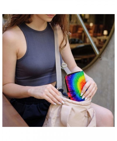 Cool Tie Dye Womens Leather Wallets Slim Card Holder Purse RFID Blocking Bifold Clutch Handbag Zippered Pocket $20.58 Wallets