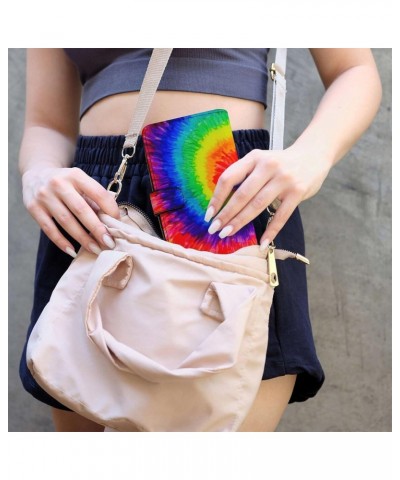 Cool Tie Dye Womens Leather Wallets Slim Card Holder Purse RFID Blocking Bifold Clutch Handbag Zippered Pocket $20.58 Wallets