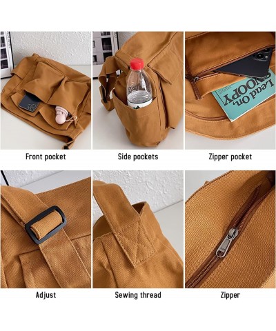 Canvas Shoulder Bags for Women Large Capacity Crossbody Messenger Bag Multiple Pockets Hobo Tote Bag Brown $13.33 Totes