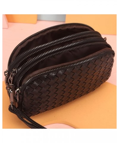 Purse Faux Leather Basket Weaving Fashion Novelty Small Crossbody Bag Extra Long Strap For Women Black&red $25.77 Crossbody Bags