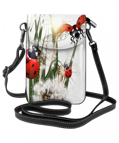 Dandelion Plant Ladybugs Cell Phone Purse Small Crossbody Bags Lightweight Shoulder Bag For Women $23.97 Shoulder Bags