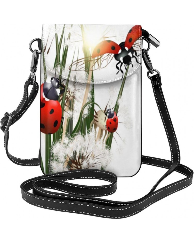 Dandelion Plant Ladybugs Cell Phone Purse Small Crossbody Bags Lightweight Shoulder Bag For Women $23.97 Shoulder Bags