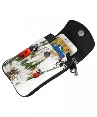 Dandelion Plant Ladybugs Cell Phone Purse Small Crossbody Bags Lightweight Shoulder Bag For Women $23.97 Shoulder Bags