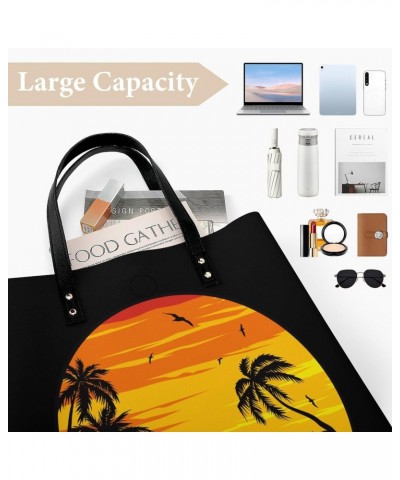 Sunset Beach Surfer Women's Tote Bag PU Leather Handbag Shoulder Purse Fashion Top-Handle Bags $14.84 Totes