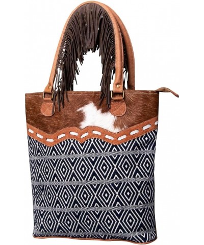 KB469 TOTE Upcycled Wool Upcycled Canvas Hair-on Genuine Leather women bag western handbag purse $27.30 Totes