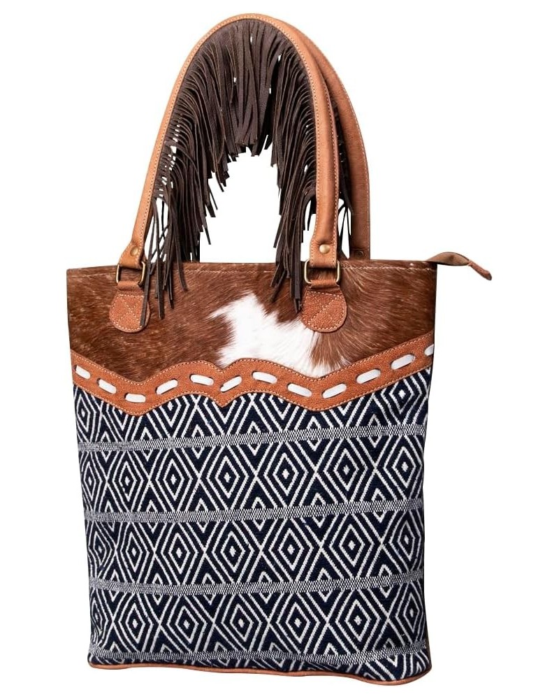 KB469 TOTE Upcycled Wool Upcycled Canvas Hair-on Genuine Leather women bag western handbag purse $27.30 Totes