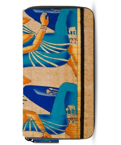 Ancient Egyptian Egypt Leather Long Wallet Organizer with Zipper Purse Clutch Bag for Women Men Key Card Coin Passport Checkb...