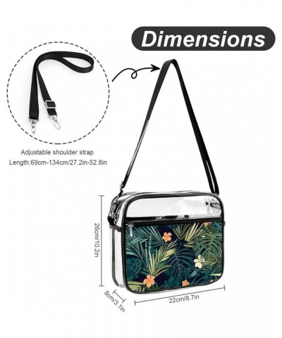 Tropical Plants Hibiscus Flowers Clear Crossbody Shoulder Purse Bag for Men Women, Stadium Clear Messenger Bag Style $12.74 C...