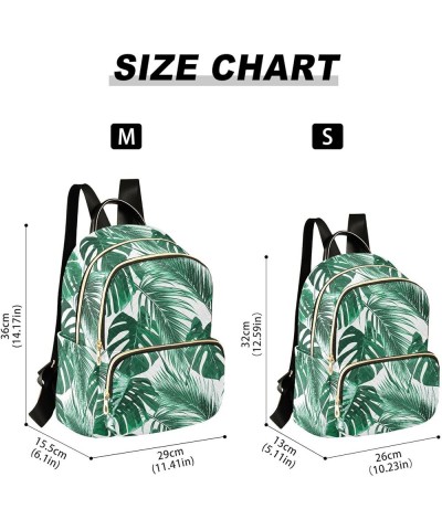 Mini Backpack for Women, Green Painting Palm Leaf Travel Backpack Purse for Ladies, Small Bookbag Daypack Shoulder Bag S Mult...