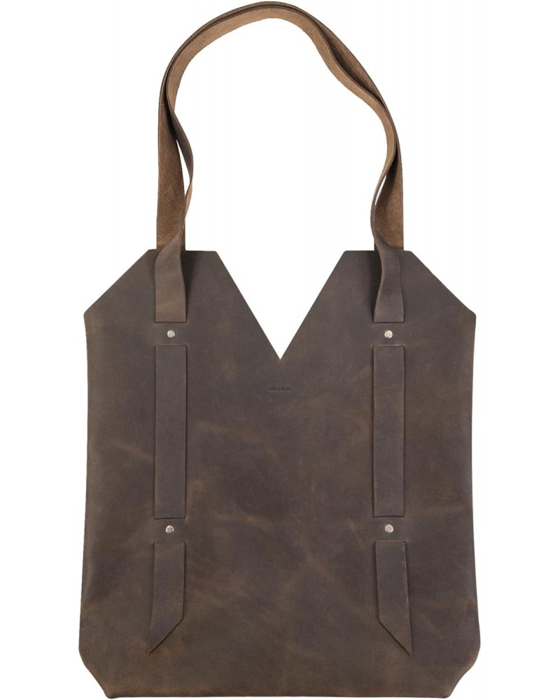 Hide & Drink, Riveted Tote Bag for Women with Shoulder Straps, Handmade from Full Grain Leather - Bourbon Brown $20.09 Totes