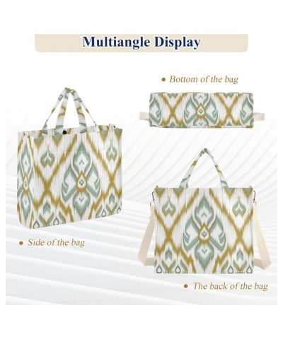 Ethic Ikat Bohemian Corduroy Tote Bag for Women Hobo Crossbody Bag Purse Stylish Shoulder Handbag Messenger Bags, S $13.62 Totes