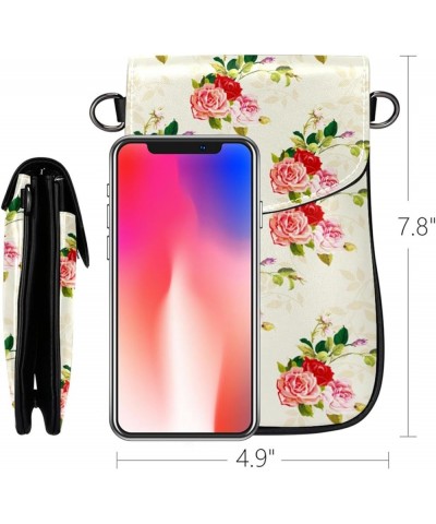 Diagonal Leather Phone Wallet - Stylish and Functional Phone Holder - Premium Quality iPhone Bag Floral Rose Pattern Multicol...