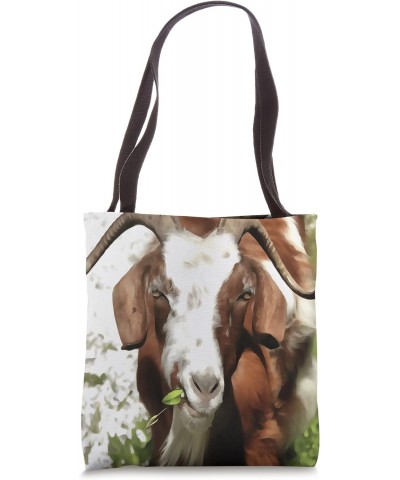 Whimsical Artistic Portrait Of A Goat Grazing Tote Bag $13.15 Totes