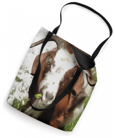 Whimsical Artistic Portrait Of A Goat Grazing Tote Bag $13.15 Totes