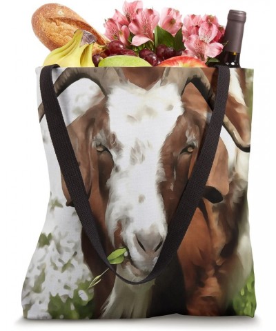 Whimsical Artistic Portrait Of A Goat Grazing Tote Bag $13.15 Totes