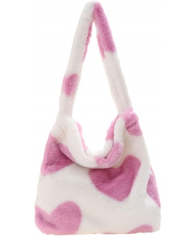 Plush Underarm Bag,Ladies Fluffy Shoulder Bag Women Furry Plush Handbag Messenger Bag,Flower Print Clutch Bag for Autumn $9.5...